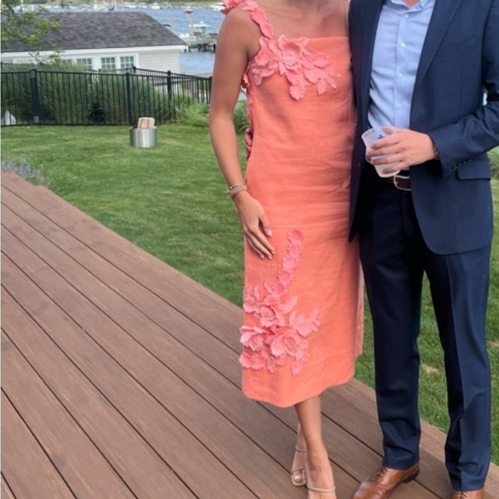 Zimmermann high tide Coral Pink Midi linen Dress